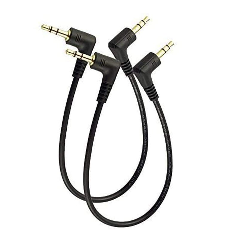 MMNNE 2Pack 7inch 3.5mm Male Right Angle to 3.5mm Male Right Angle Gold Stereo Audio Cable